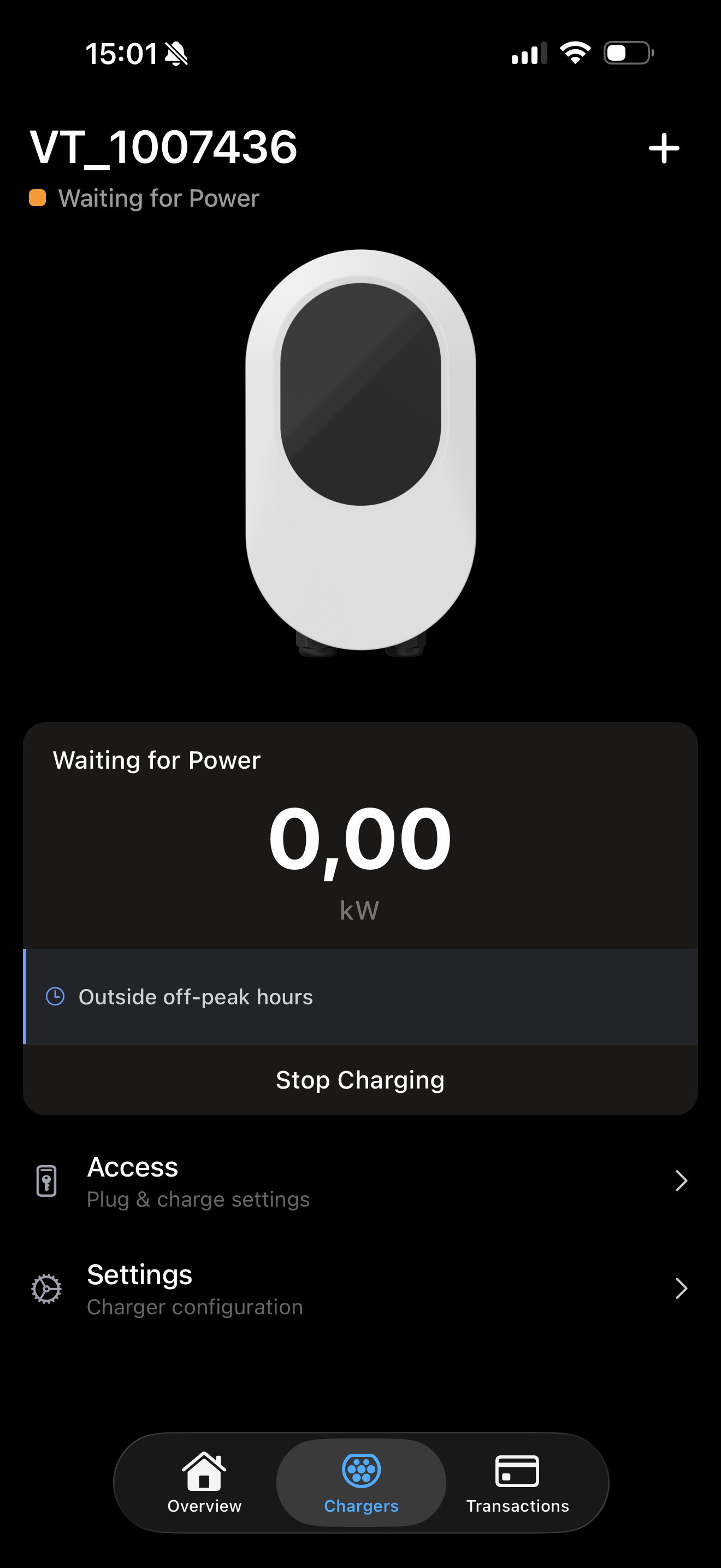Plugchoice mobile app chargers view