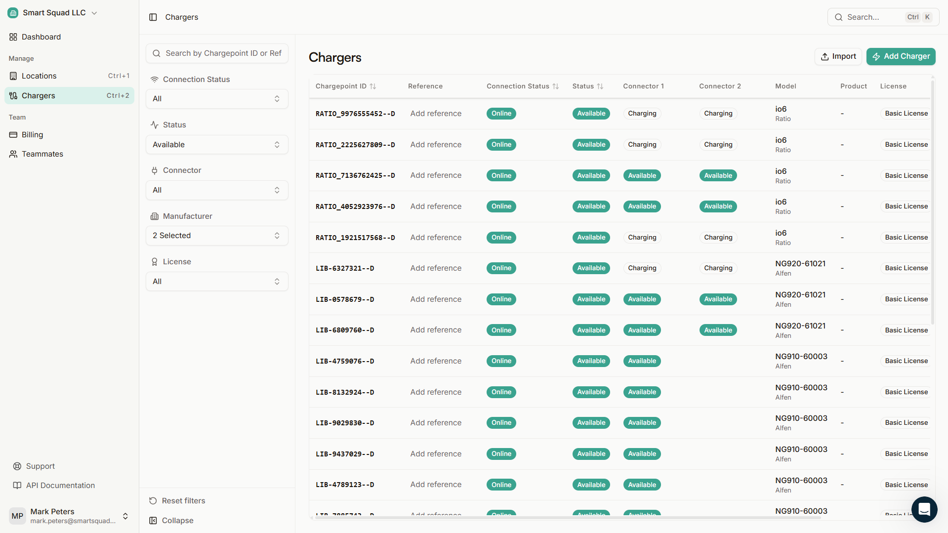 Plugchoice web portal chargers overview